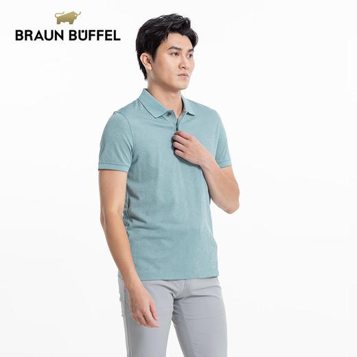 BRAUN BUFFEL/布兰施男士轻奢印花短袖POLO衫舒适百搭翻领短袖T恤 商品图2