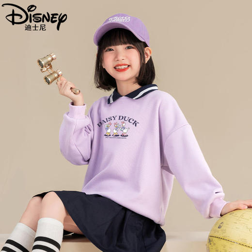 迪士尼女童卫衣冬季加绒厚款儿童冬装女孩上衣中大童衣服潮酷保暖 商品图1