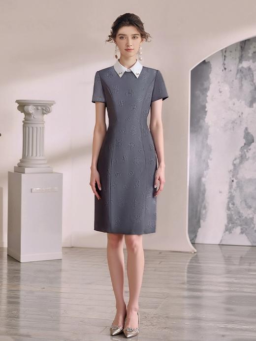 IWY/灰色名媛小香风连衣裙女轻奢高级感高端气质拓花裙子夏季新款Q1401 商品图2