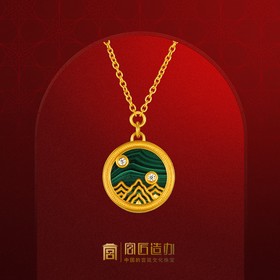 宫匠造办 海誓山盟吊坠 黄金镶钻孔雀石