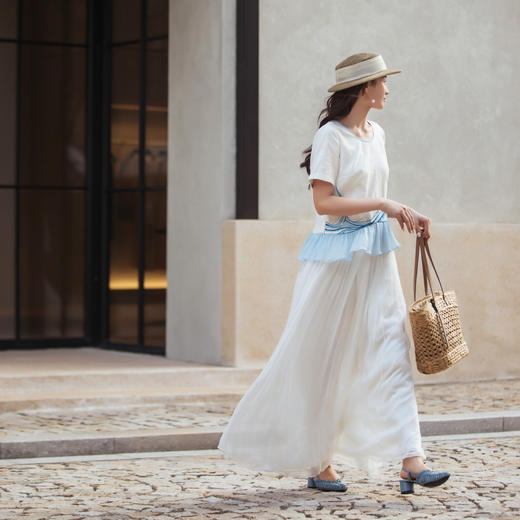 【林栖设计小店】（现货）【林栖推荐】蓝色海浪夏季新款白色T恤N1953213 商品图9