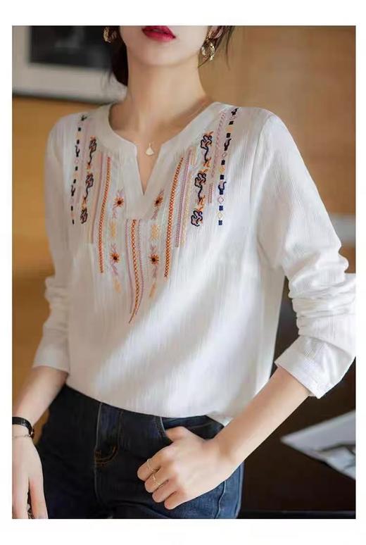 冰点价！仅限11.11！退货勿拍【新品推荐】DME JEANS品牌重工刺绣粘纤➕棉长袖小衫-喜出 商品图7