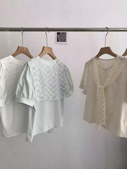 夏季最后清仓【韩系小衫】（赠送披肩）25082棉短款简约短袖小衫-喜出 商品图5