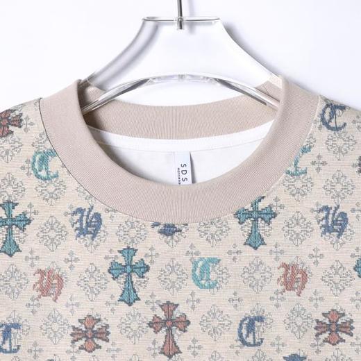 T4154SDSA夏季高级感新款男士经典满印撞色十字图案短袖T恤百搭时尚潮 商品图2