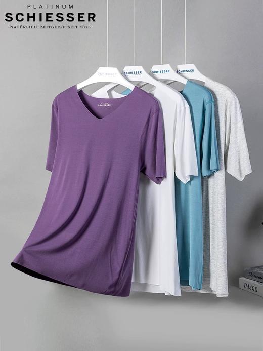 SCHIESSER/舒雅男士V领超细莫代尔短袖随型裁短袖95/0348M 商品图0