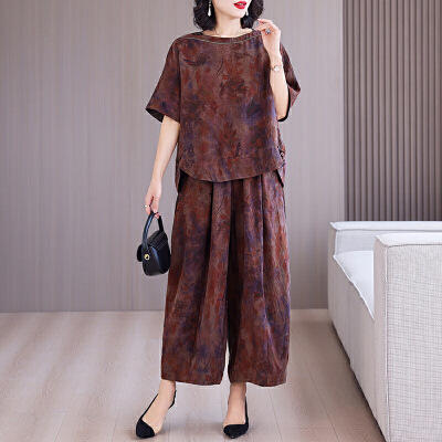 XYG香云纱两件套女2025新款中年妈龟纹套装气质年轻 商品图2