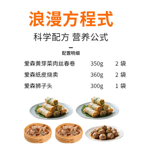 爱森套餐8（爱森黄芽菜肉丝春卷350g*2+爱森纸皮烧卖360g*+爱森狮子头300g*1） 商品图1