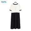 NUTS商场同款夏季V领时尚撞色优雅气质通勤短袖连衣裙428103483 商品缩略图1