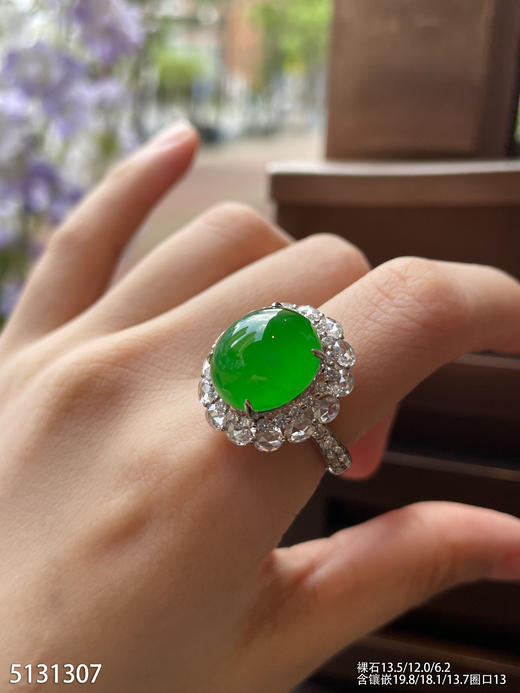 老坑艳绿蛋面戒指【5131307】具体价格微信咨询 商品图3
