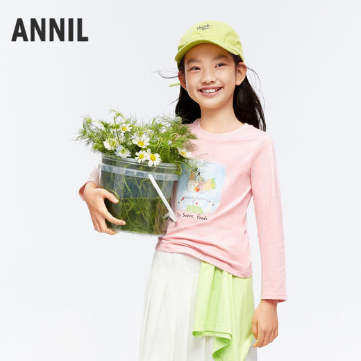 女童圆领长袖针织衫秋季新款安奈儿童装EG531603 商品图1