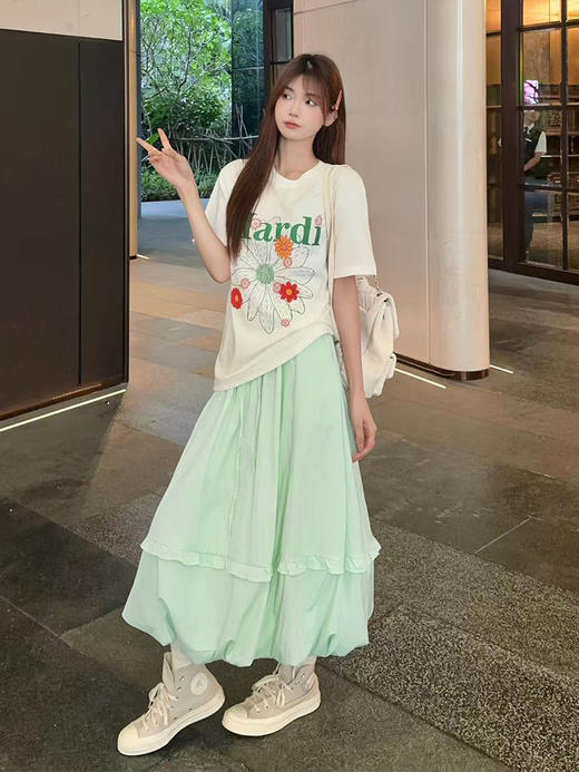 【YW】无忧购防晒花苞裙女夏慵懒风宽松蓬蓬休闲裙高腰遮肉半身裙长裙LB52018（截单后3-5天发货） 商品图1