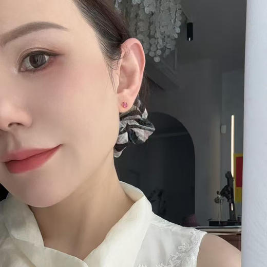 龢盒原创 18k玫瑰色碧玺耳钉 商品图3