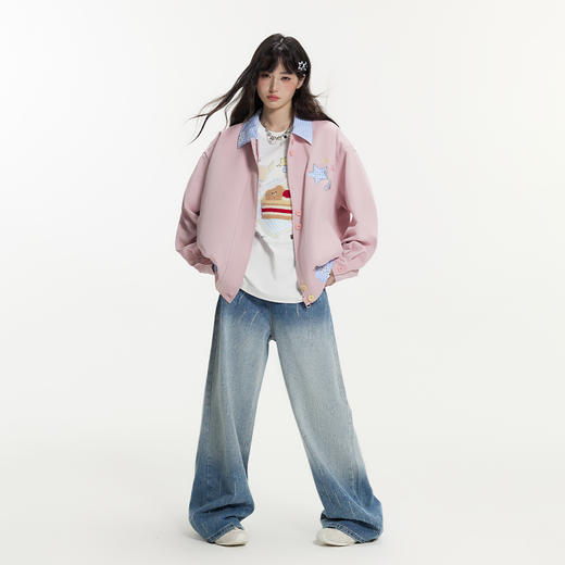 YKYB黄子韬外套夹克情侣青春活力星梦乐动撞色领水波纹撞色翻领上衣Y53FWT073 商品图2