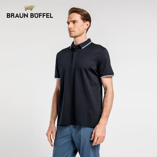 布兰施春季男士短款POLO衫商务休闲翻领上衣透气排汗吸湿桑蚕丝 商品图1