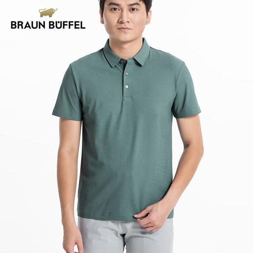 BRAUN BUFFEL/布兰施男士轻奢纯色通勤商务休闲POLO衫翻领T恤 商品图1