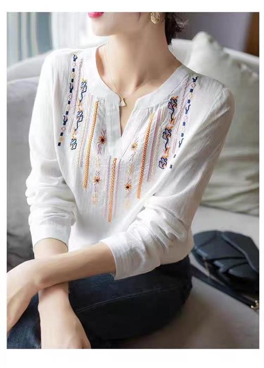 冰点价！仅限11.11！退货勿拍【新品推荐】DME JEANS品牌重工刺绣粘纤➕棉长袖小衫-喜出 商品图5