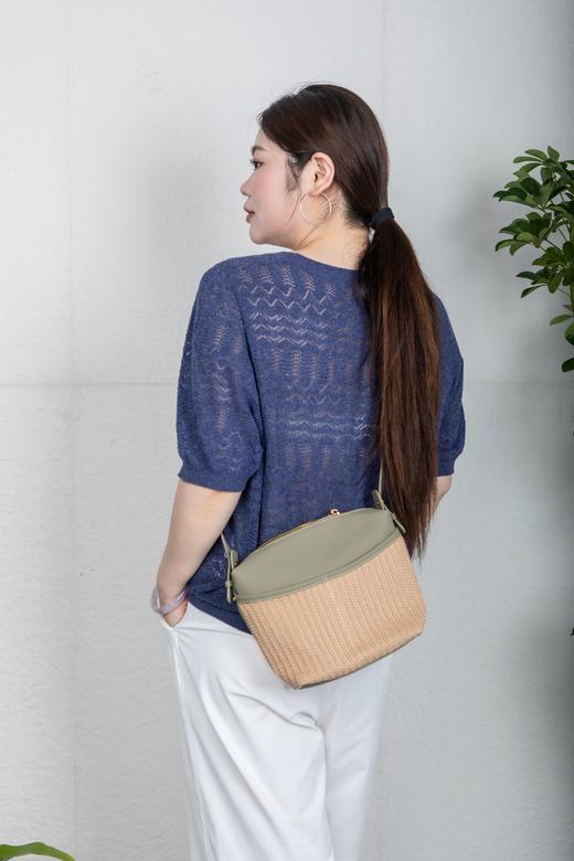 一周内发货🌿【拍1得2  子母包 头层牛皮编织包】通勤&度假，拼接感轻奢水桶包，休闲单肩包，可单肩、斜跨、手提，清新抹茶绿🍀 商品图4