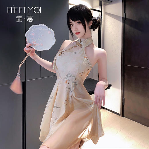 【情趣内衣】霏慕新中式A字露臀印花旗袍6246 商品图8