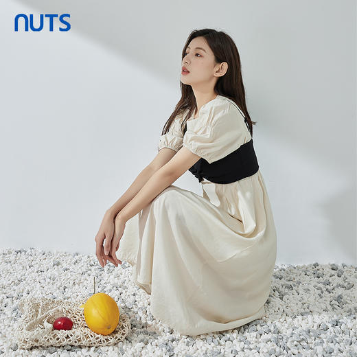 NUTS商场同款夏季设计感气质简约圆领短袖连衣裙429101269 商品图1
