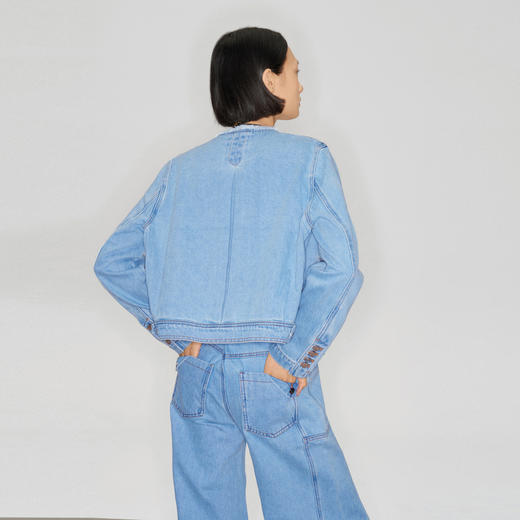 lost in echo2024秋季新款高级原创圆领休闲宽松牛仔外套上衣女 商品图3