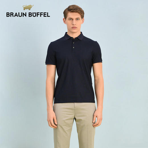 BRAUN BUFFEL/布兰施男士暗纹都市百搭男士短袖T恤翻领男式POLO衫 商品图2