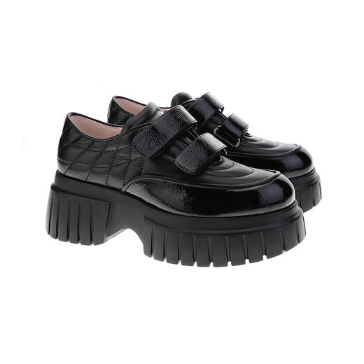 sheme女士厚底防滑增高亮皮乐福鞋格菱纹年轻帅气可定制 商品图5