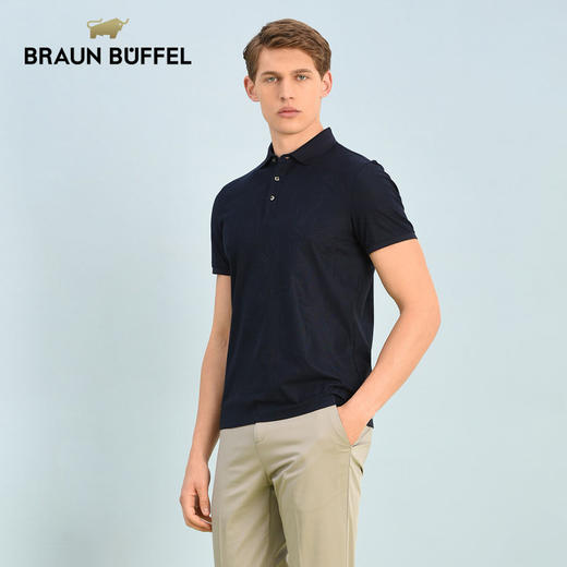 BRAUN BUFFEL/布兰施男士暗纹都市百搭男士短袖T恤翻领男式POLO衫 商品图3
