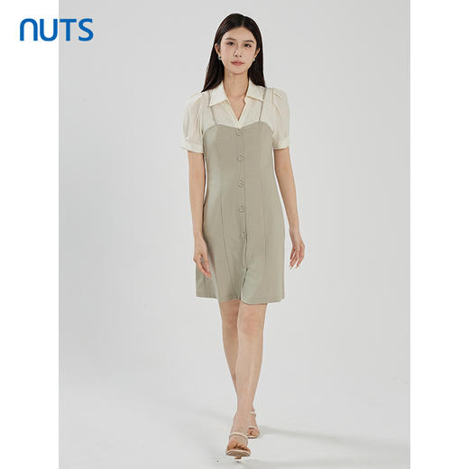 NUTS商场同款夏季时尚通勤气质拼接宽松短袖连衣裙425101018 商品图3