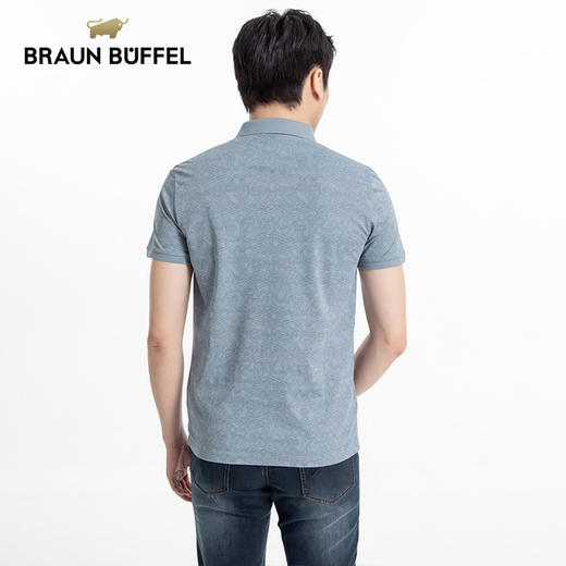 BRAUN BUFFEL/布兰施男士短袖T恤翻领满身提花桑蚕丝短POLO男上衣 商品图3