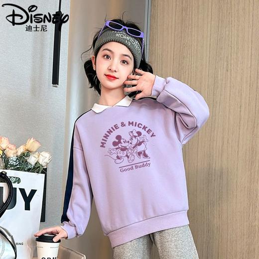 迪士尼女童加绒卫衣秋冬新款女大童上衣冬季加厚保暖衣打底衫洋气 商品图4