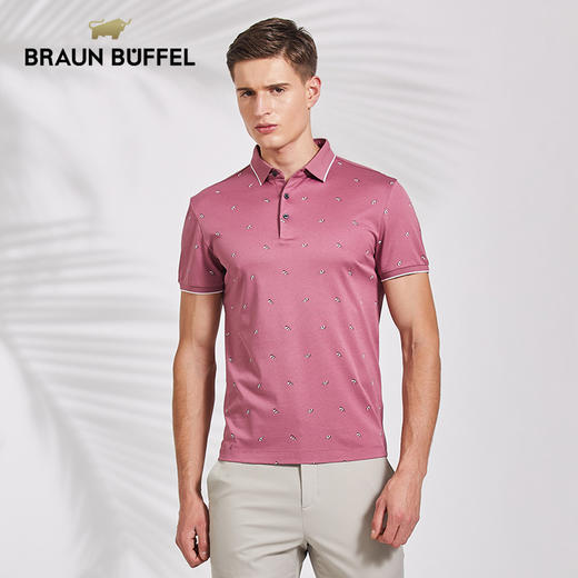 BRAUN BUFFEL/布兰施男士时尚商务印花百搭翻领POLO衫男式短袖T恤 商品图1