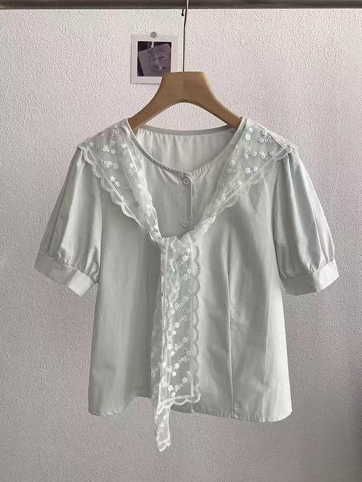 夏季最后清仓【韩系小衫】（赠送披肩）25082棉短款简约短袖小衫-喜出 商品图6