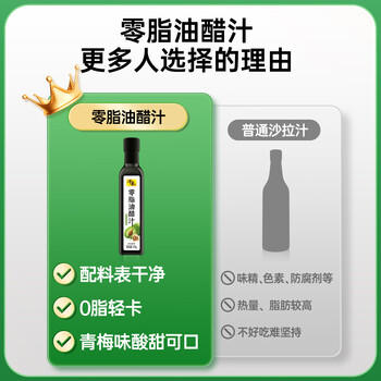 千禾 零脂油醋汁 轻卡0脂健身沙拉汁 水果蔬菜沙拉酱 276g /粮油调味 /调味品 /西式酱料 商品图3