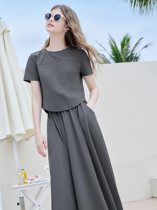 【百图lulu定制】【随风套装】 索罗娜  凉感休闲套装   T恤半身裙 两件套 商品图7