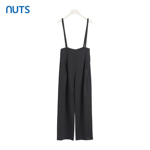 NUTS商场同款夏季黑色休闲直筒阔腿简约百搭背带裤423072207 商品图0