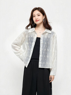 100%天丝【新品推荐】23110重工刺绣花朵防晒外套-喜出