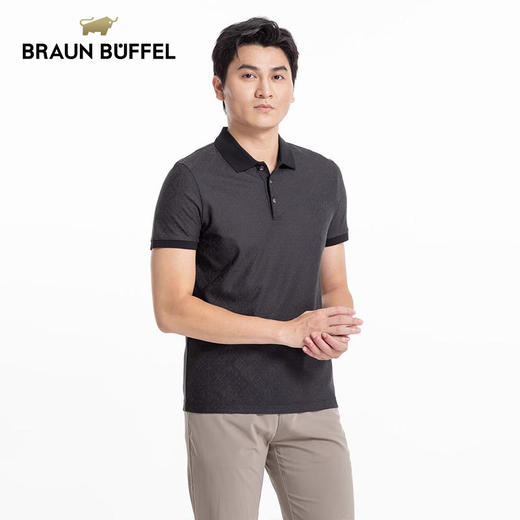 BRAUN BUFFEL/布兰施男士商务休闲翻领短袖POLO衫舒适百搭上衣T恤 商品图2