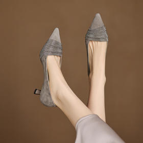 【预售5天】5cm|职业通勤尖头高跟鞋女粗跟新款气质水钻浅口单鞋JLY&18-630A