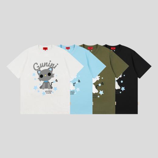 GOODBAI GOODEES 星星机器小猫logo图案印花oversize短袖T恤 商品图1