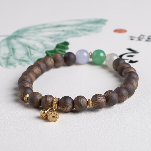 xy0449沉香+翡翠三宝手串 商品图2