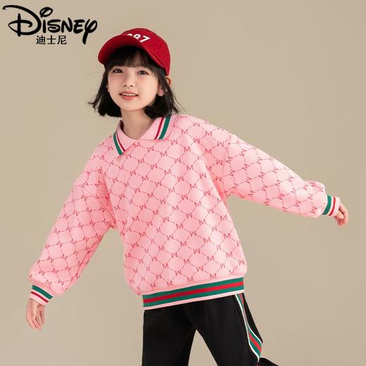 迪士尼女童加绒卫衣2024新款儿童plol领上衣长袖女大童打底衫冬季 商品图3
