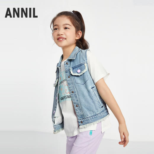 女童牛仔马夹秋季新款安奈儿童装EG532578 商品图1