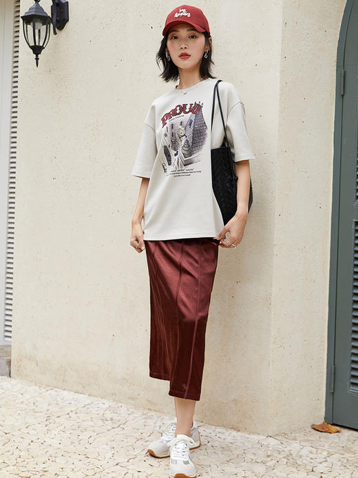 高级感担当！黑色提花半身裙 高腰中长 简约气质直筒裙 商品图1