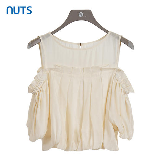 NUTS商场同款夏季设计感小众气质露肩短袖套头衬衫423011082 商品图0