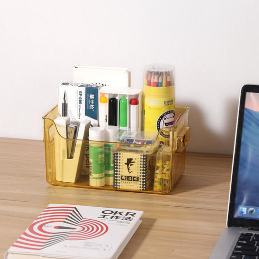 【批发】美丽雅晶透收纳筐浴室桌面化妆品零食办公收纳盒颜色随机 1个 商品图8