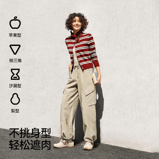 [商场同款]森马休闲裤女纯色抽绳阔腿裤2025秋新款宽松工装裤户外 商品图3