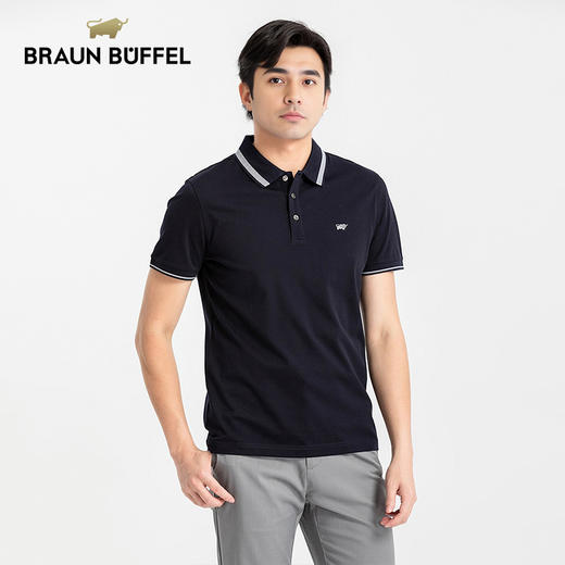 布兰施男士短袖T恤夏季高档翻领休闲POLO衫舒适透气高档上衣 商品图1