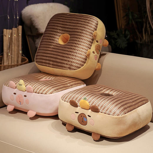 自然醒卡皮巴拉冰藤蒲团坐垫夏季学生教室板凳屁垫藤席垫汽车椅垫QYL 商品图9