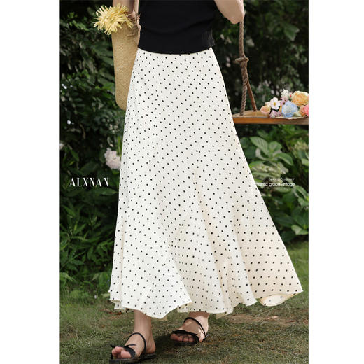 鹿向南「风铃轻语」法式波点百搭半身裙夏新款时尚宽松通勤长裙女DYL661932 商品图0