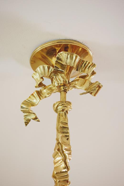 【已售】独角鹿西洋古董法国出品洛可可风格小天使青铜雕塑装饰铜鎏金精雕三枝头吊灯家居摆件 商品图5